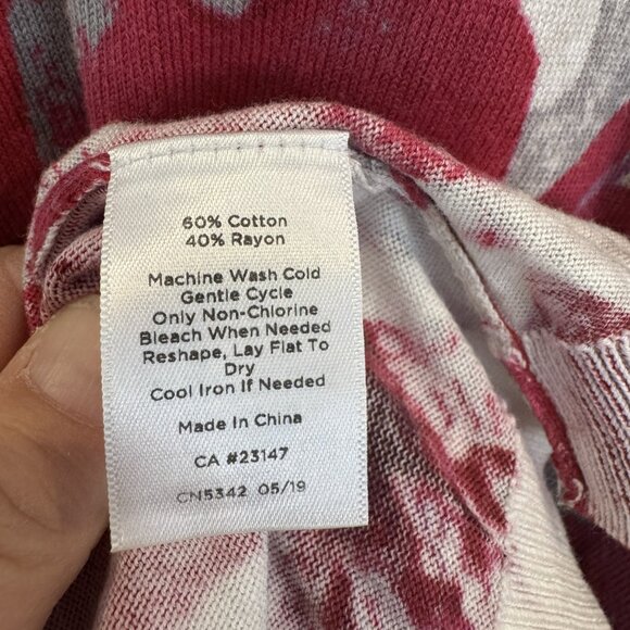 Talbots 2xl Long-Sleeve Pink Red Grey Cream Floral Print T-Shirt EUC Casual - Picture 5 of 5